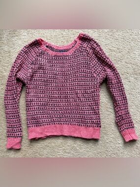 American Eagle Outfitters Pink and Purple Waffle-Knit Crewneck Sweater